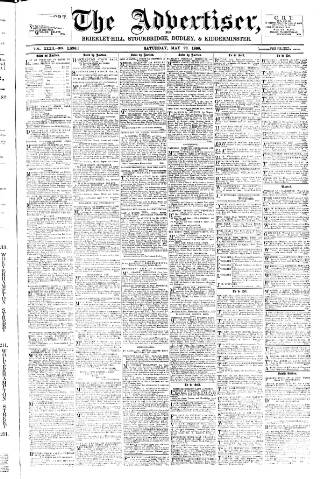 cover page of County Advertiser & Herald for Staffordshire and Worcestershire published on May 29, 1886