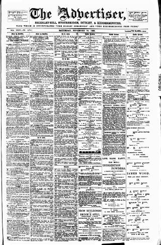 cover page of County Advertiser & Herald for Staffordshire and Worcestershire published on November 30, 1889