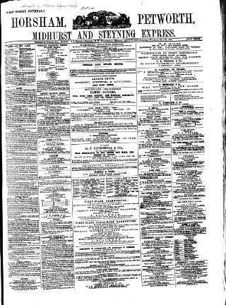 cover page of Horsham, Petworth, Midhurst and Steyning Express published on May 29, 1866