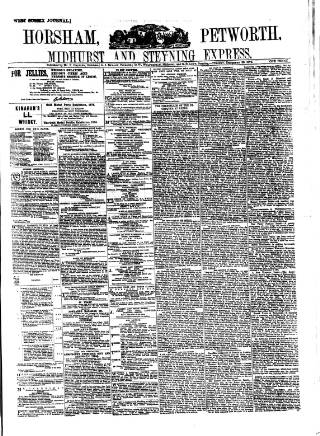 cover page of Horsham, Petworth, Midhurst and Steyning Express published on December 30, 1879