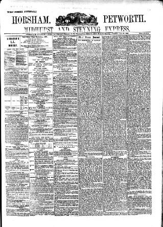 cover page of Horsham, Petworth, Midhurst and Steyning Express published on July 6, 1880