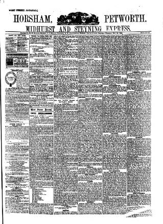 cover page of Horsham, Petworth, Midhurst and Steyning Express published on November 30, 1886