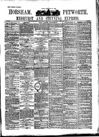 cover page of Horsham, Petworth, Midhurst and Steyning Express published on September 18, 1894