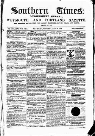 cover page of Southern Times and Dorset County Herald published on May 29, 1858