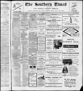 cover page of Southern Times and Dorset County Herald published on July 6, 1912