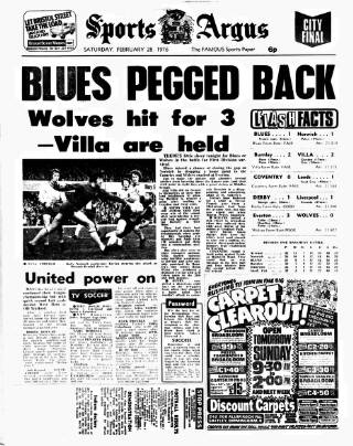 cover page of Sports Argus published on February 28, 1976