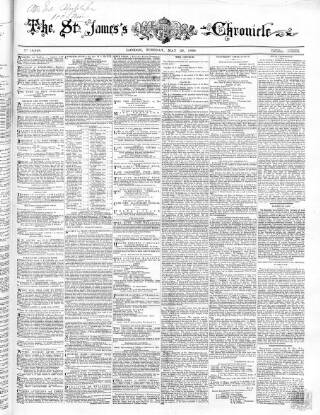 cover page of Saint James's Chronicle published on May 29, 1860