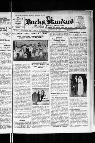 cover page of Bucks Standard published on December 30, 1950