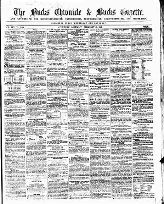 cover page of Bucks Chronicle and Bucks Gazette published on February 28, 1857