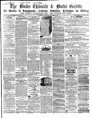 cover page of Bucks Chronicle and Bucks Gazette published on November 15, 1862