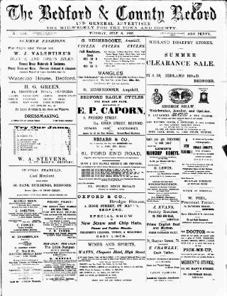 cover page of Bedford Record published on July 6, 1897