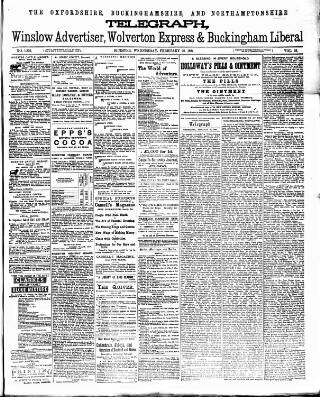 cover page of Oxfordshire Telegraph published on February 28, 1894
