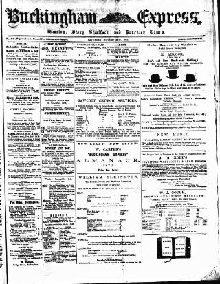 cover page of Buckingham Express published on November 30, 1872