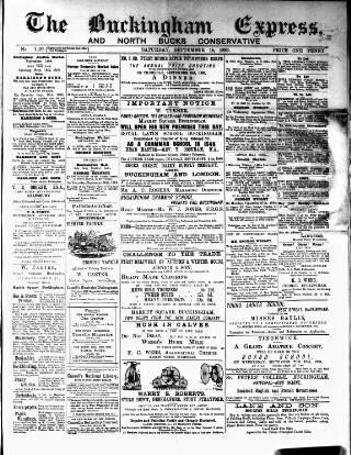 cover page of Buckingham Express published on September 18, 1886