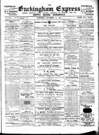 cover page of Buckingham Express published on November 15, 1902