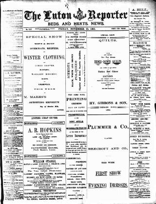 cover page of Luton Reporter published on November 15, 1895