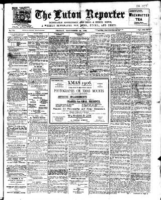 cover page of Luton Reporter published on November 30, 1906