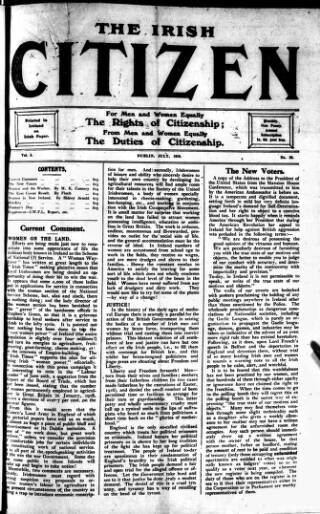 cover page of Irish Citizen published on July 6, 1918
