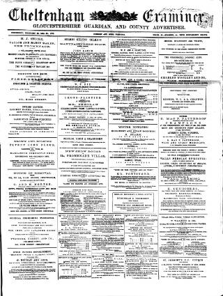 cover page of Cheltenham Examiner published on February 28, 1866