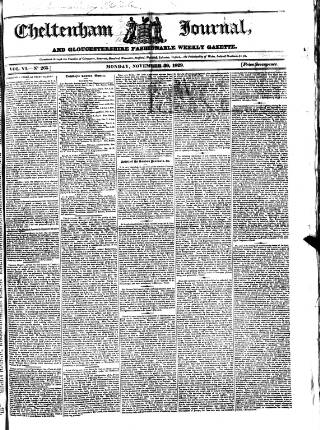 cover page of Cheltenham Journal and Gloucestershire Fashionable Weekly Gazette published on November 30, 1829