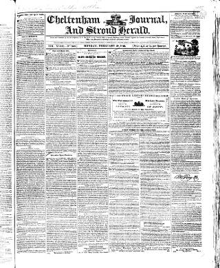 cover page of Cheltenham Journal and Gloucestershire Fashionable Weekly Gazette published on February 28, 1842