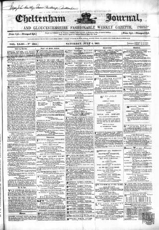 cover page of Cheltenham Journal and Gloucestershire Fashionable Weekly Gazette. published on July 6, 1867