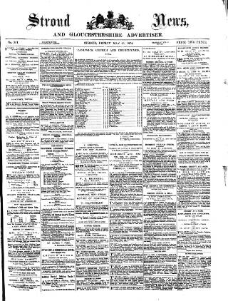 cover page of Stroud News and Gloucestershire Advertiser published on May 29, 1874