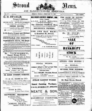 cover page of Stroud News and Gloucestershire Advertiser published on February 28, 1890