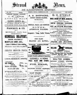 cover page of Stroud News and Gloucestershire Advertiser published on December 30, 1892