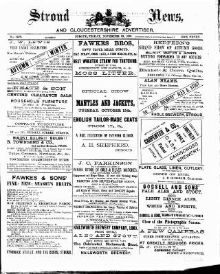 cover page of Stroud News and Gloucestershire Advertiser published on November 15, 1895