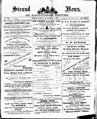 cover page of Stroud News and Gloucestershire Advertiser published on September 18, 1896