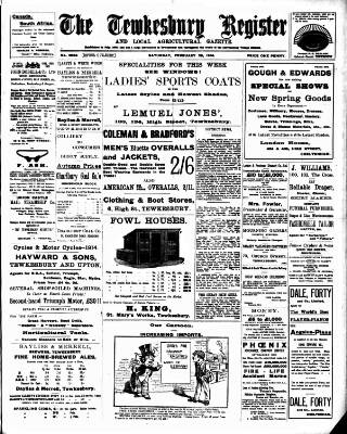 cover page of Tewkesbury Register published on February 28, 1914