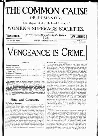 cover page of Common Cause published on September 18, 1914