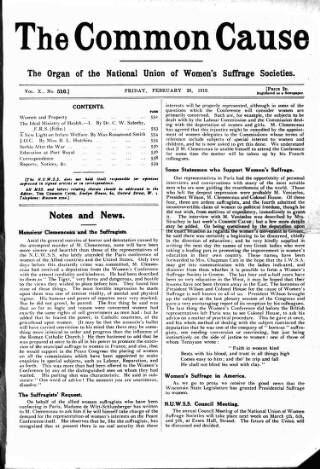 cover page of Common Cause published on February 28, 1919