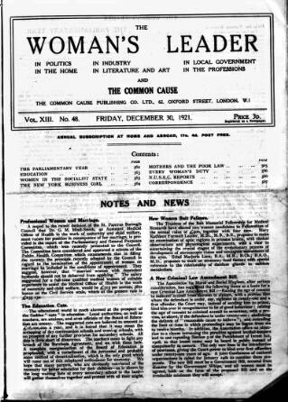 cover page of Common Cause published on December 30, 1921