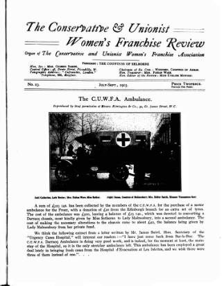 cover page of Conservative and Unionist Women's Franchise Review published on July 1, 1915