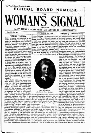 cover page of Woman's Signal published on November 15, 1894