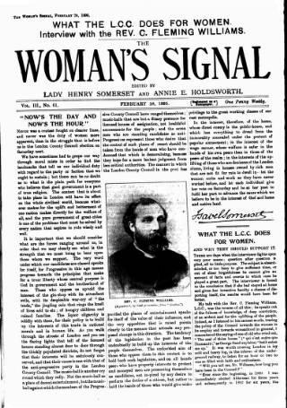 cover page of Woman's Signal published on February 28, 1895