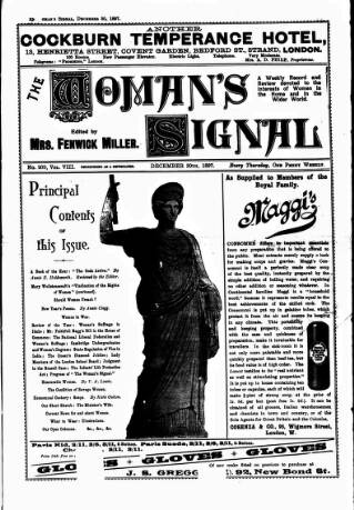 cover page of Woman's Signal published on December 30, 1897