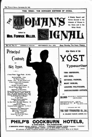 cover page of Woman's Signal published on September 29, 1898