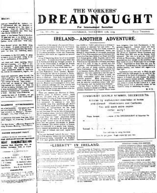 cover page of Woman's Dreadnought published on November 15, 1919