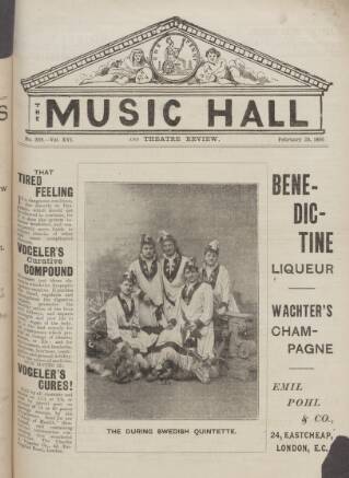 cover page of Music Hall and Theatre Review published on February 28, 1896