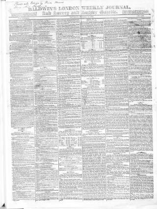 cover page of Baldwin's London Weekly Journal published on November 15, 1828