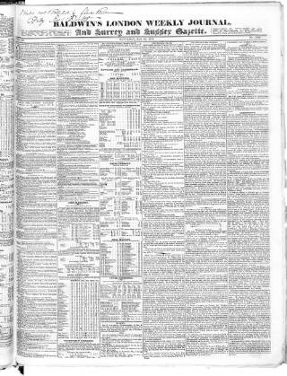 cover page of Baldwin's London Weekly Journal published on November 30, 1833