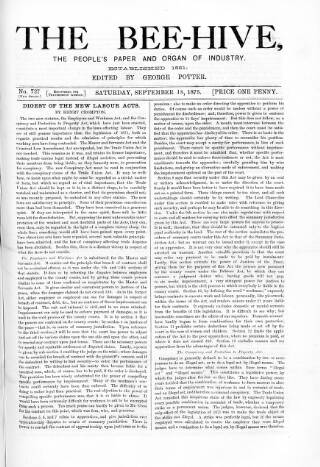 cover page of Bee-Hive published on September 18, 1875