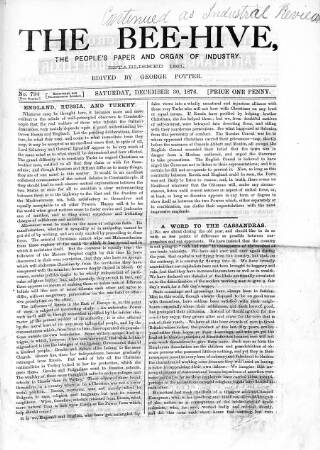 cover page of Bee-Hive published on December 30, 1876
