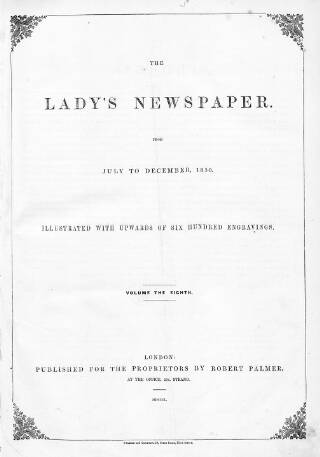 cover page of Lady's Newspaper and Pictorial Times published on July 6, 1850