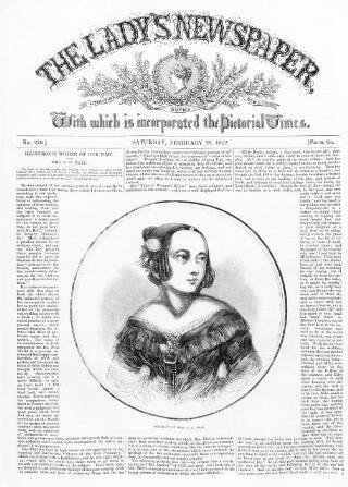 cover page of Lady's Newspaper and Pictorial Times published on February 28, 1852