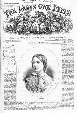 cover page of Lady's Own Paper published on November 30, 1867