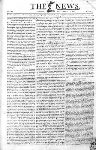 cover page of The News (London) published on November 15, 1812